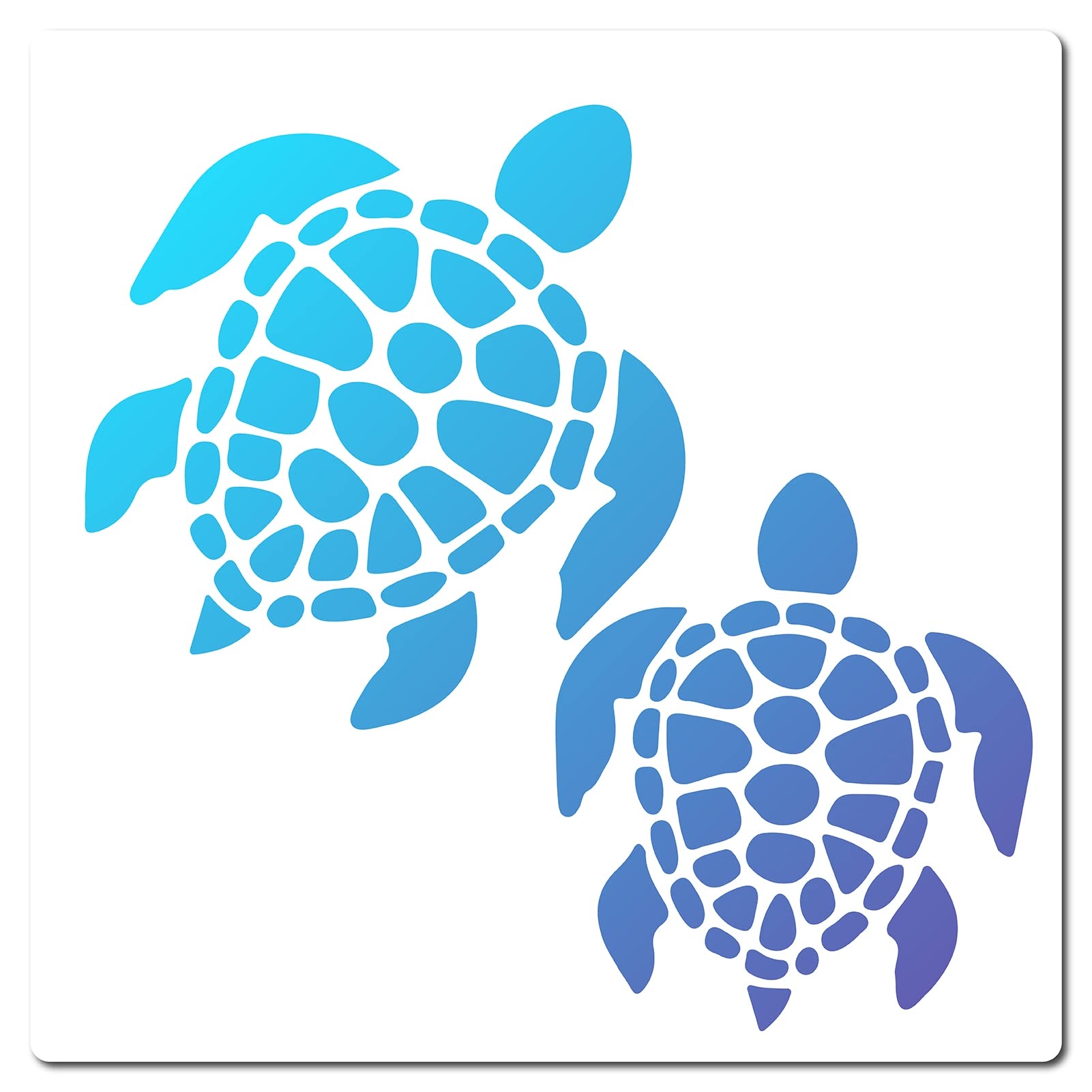 GORGECRAFT Sea Turtle Stencil 2 Turtle Template 18x18cm Plastic Square Reusable Summer Ocean Theme Drawing Stencil For Painting On Wall Furniture 
