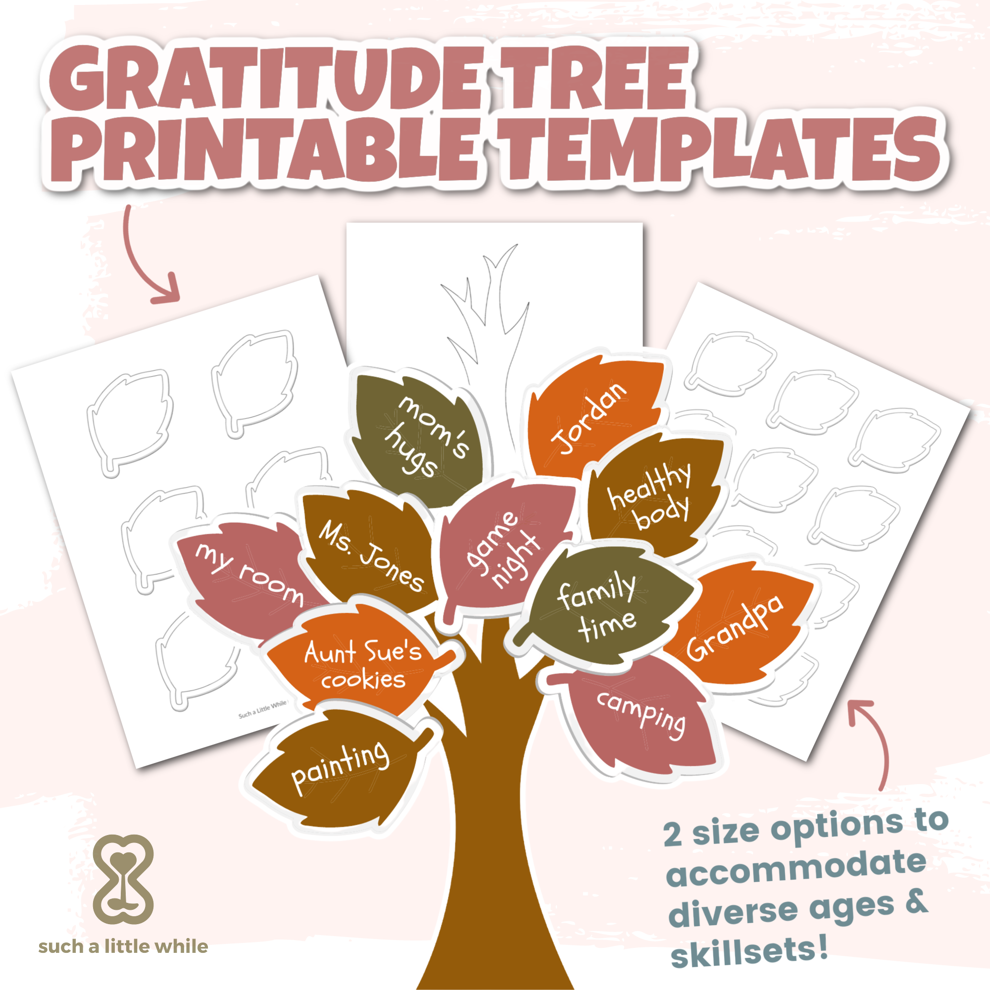 Gratitude Tree Activity Bundle Printable Template Such A Little While