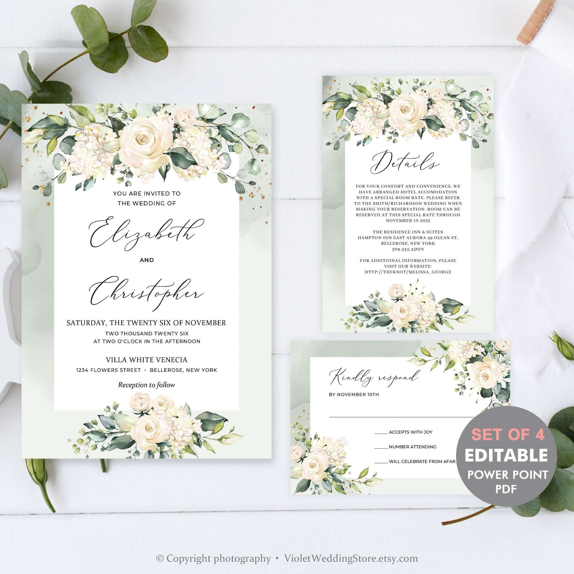 Greenery Wedding Invitation Template Emmaline Bride Wedding Blog