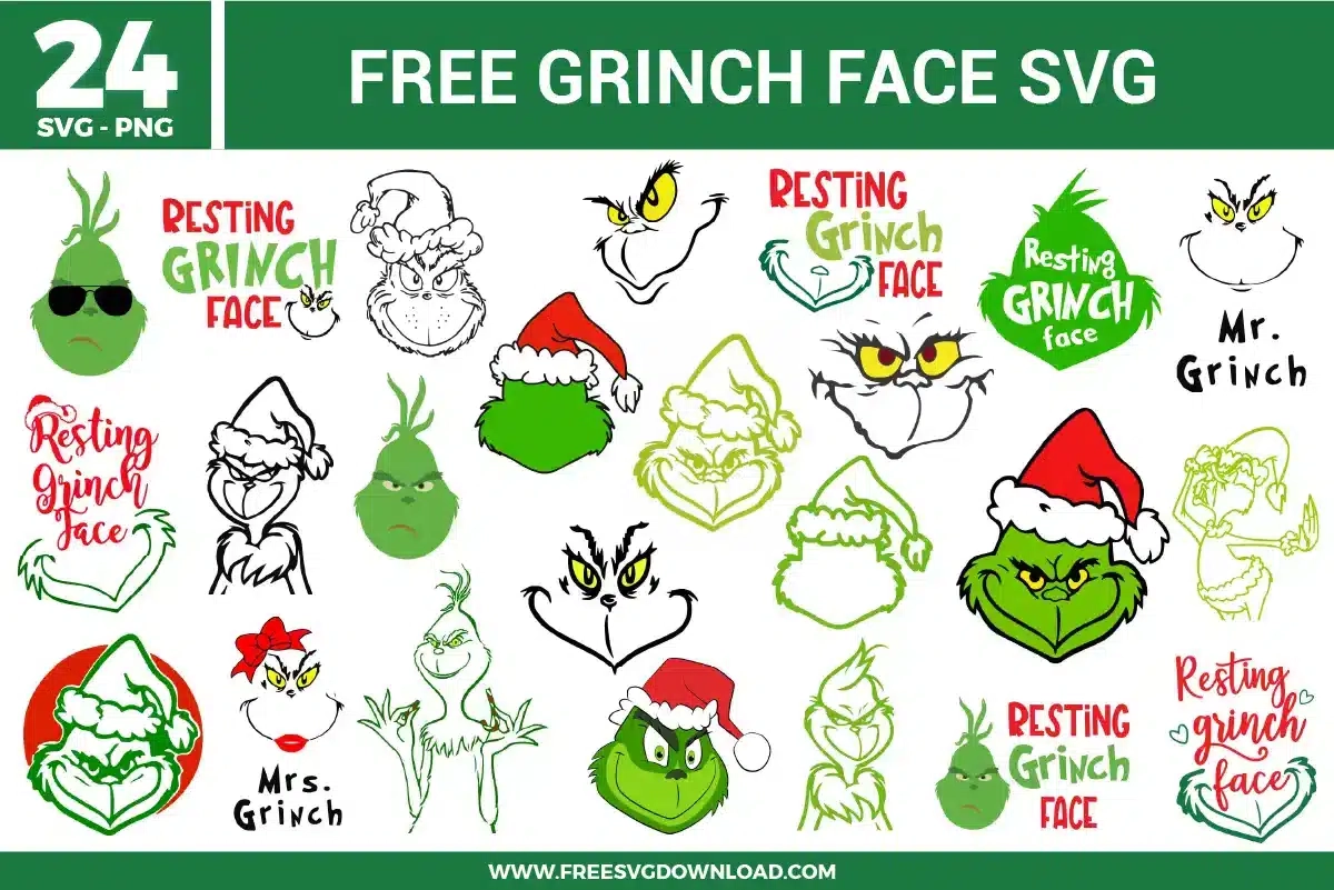 Grinch Face Free SVG Files Free SVG Download