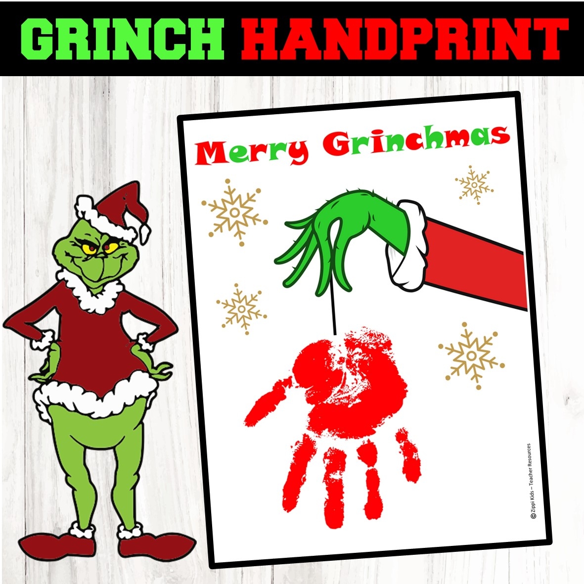 Grinch Handprint Keepsake Template Christmas Craft Zippi Kids