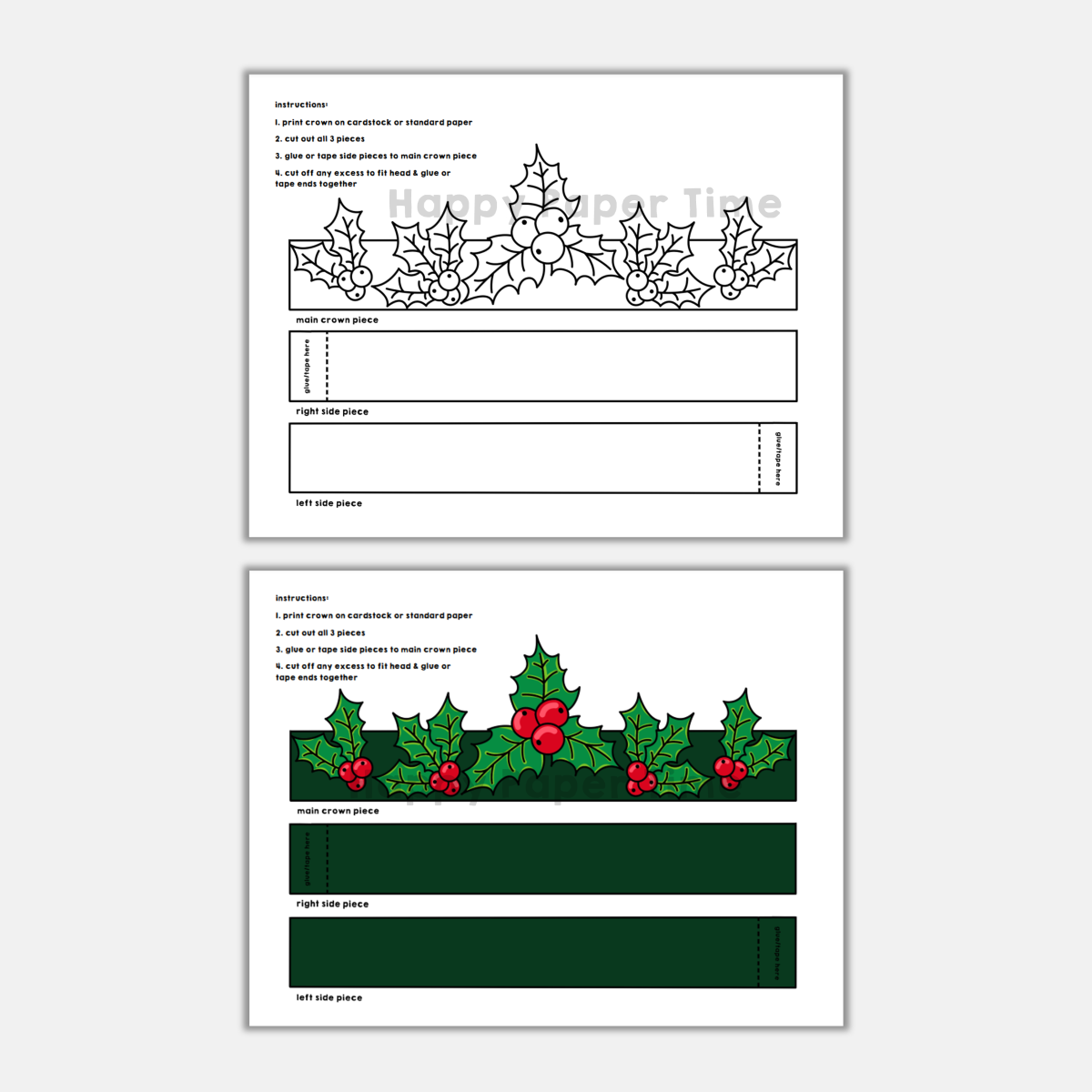 Holly Leaves Paper Crown Printable Coloring Craft Winter Christmas Activity Made By Teachers