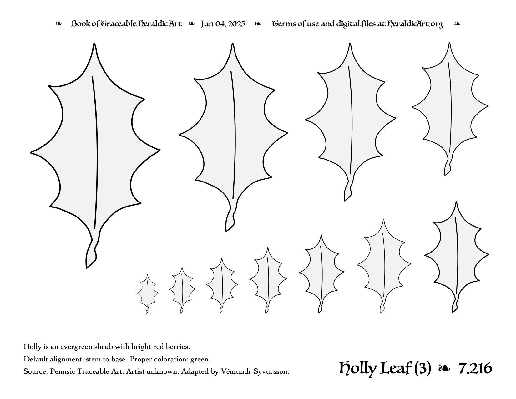 Holly Traceable Heraldic Art
