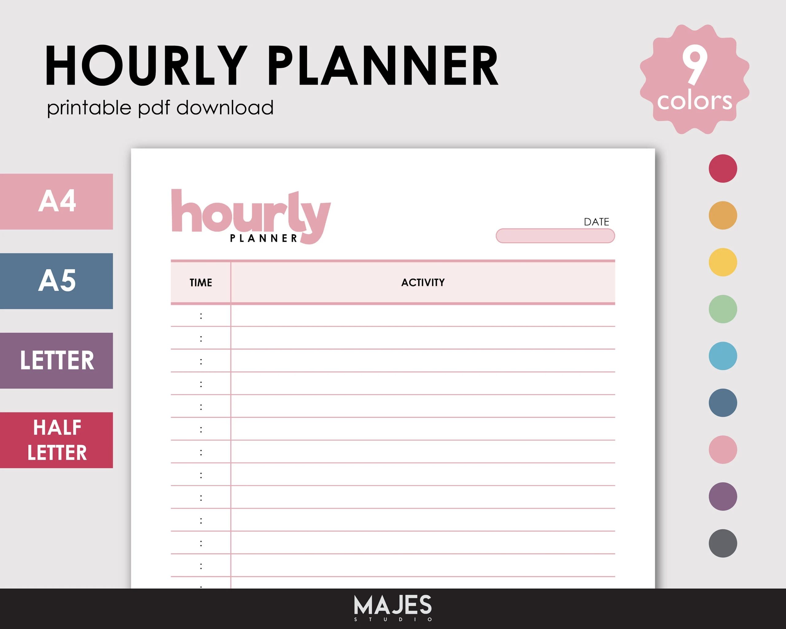 Hourly Planner Daily Template Hourly Planner Printable Template Printable Planner Digital Planner 24 Hour Planner Day Plan Etsy