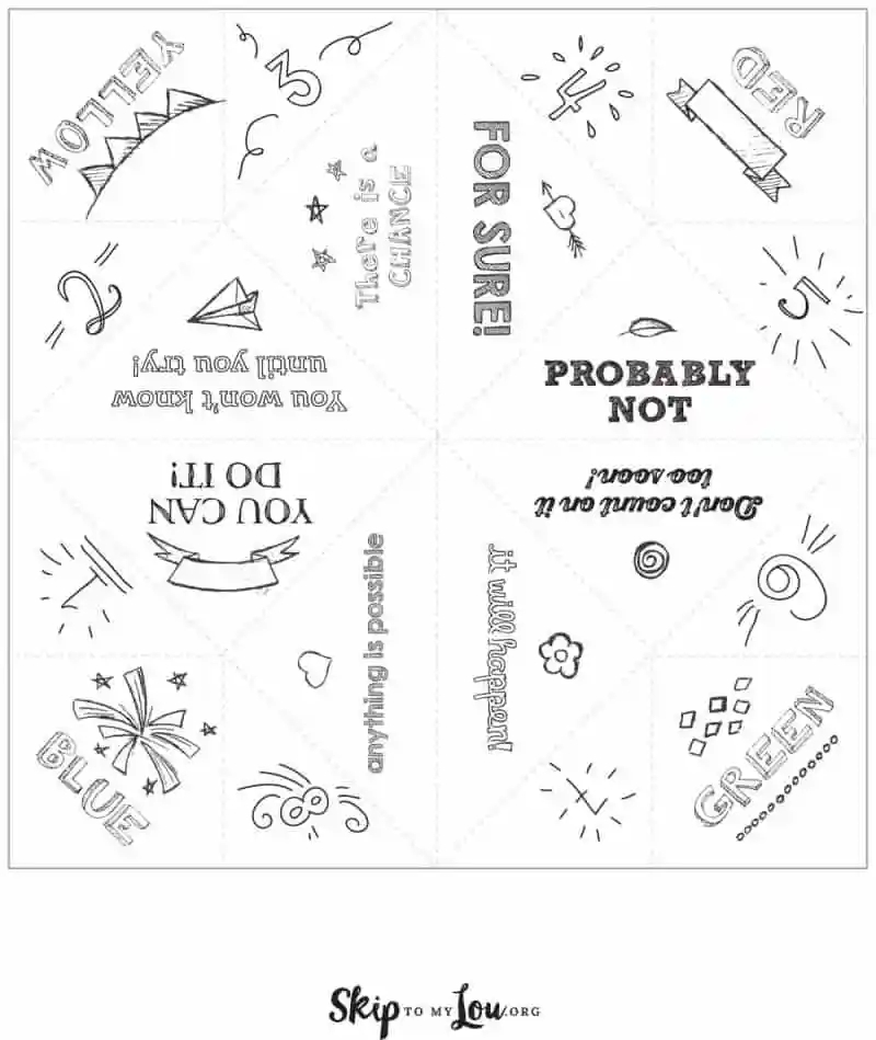 Paper Fortune Teller Template Printable