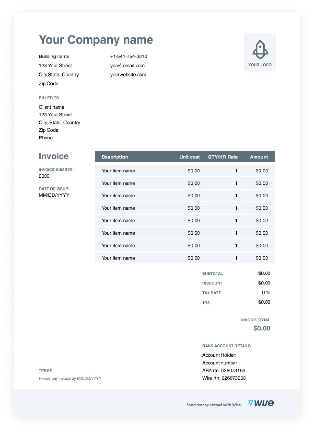 Free Printable Invoice Template Pdf