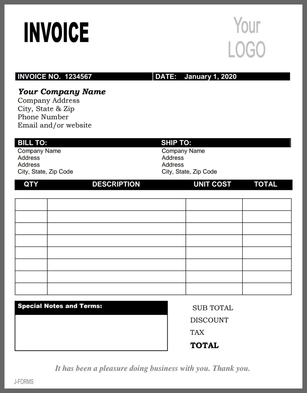 Invoice Template Printable Invoice Business Form Editable Invoice Receipt Microsoft Invoice Instant Downloadable Etsy Ireland