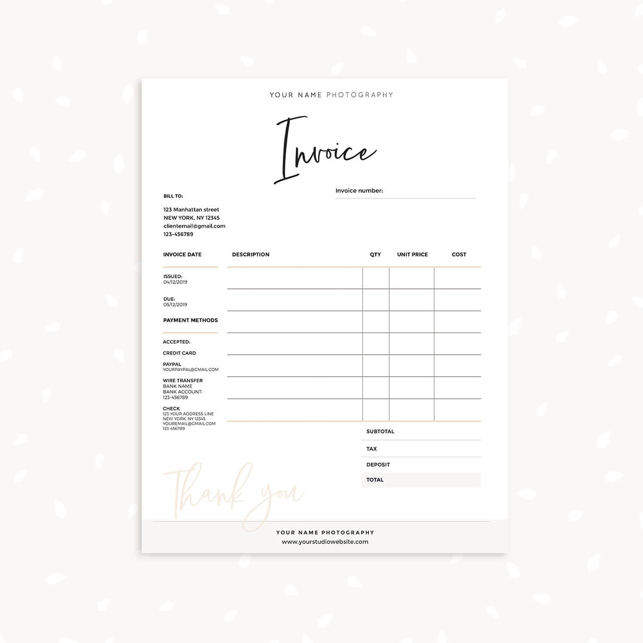 Invoice Template Printable Strawberry Kit
