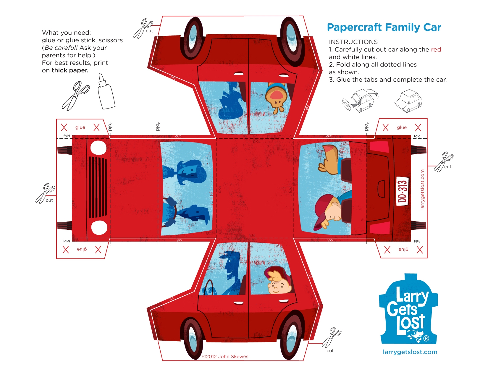 Larry Papercraft Car Larry Gets Lost