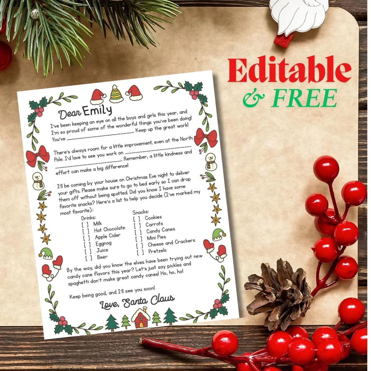 Letter From Santa FREE Printable Editable Leap Of Faith Crafting