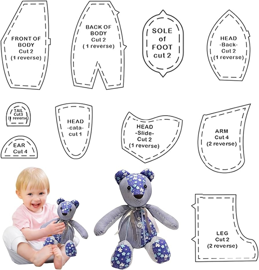 LINXINS Memory Bear Template Pattern 10 Pcs 10 Inch Acrylic Memory Bear Sewing Pattern Ruler Set DIY Teddy Bear Patterns Sewing Decoration For Use In Quilt Sewing And Craft Projects Amazon co uk 