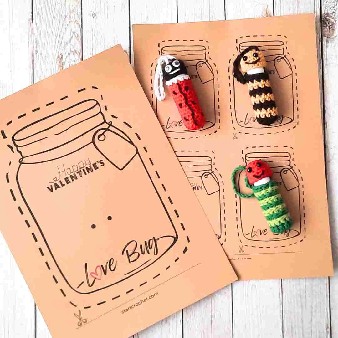 Love Bug Mason Jars Template Printable PDF Editable With Canva Start Crochet