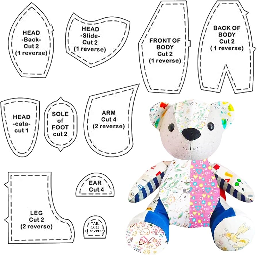 Memory Bear Sewing Set DIY Template Pattern Kit With Instructions 10 PCS 10 Inch Acrylic Patterns For Christmas Gifts Amazon co uk Home Kitchen