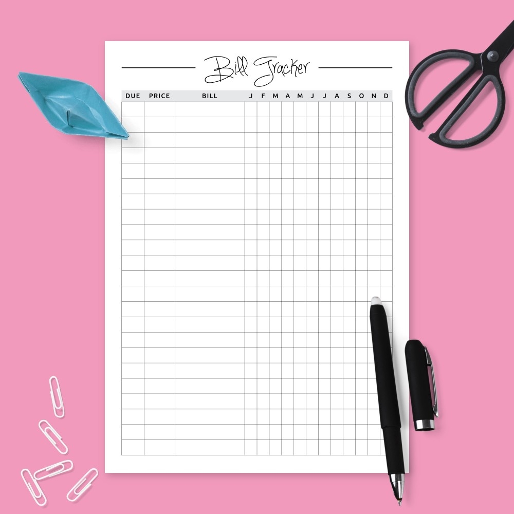 Monthly Bill Template Printable