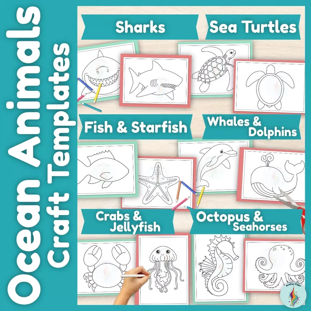 Ocean Animals Template Set For Art And Craft Projects