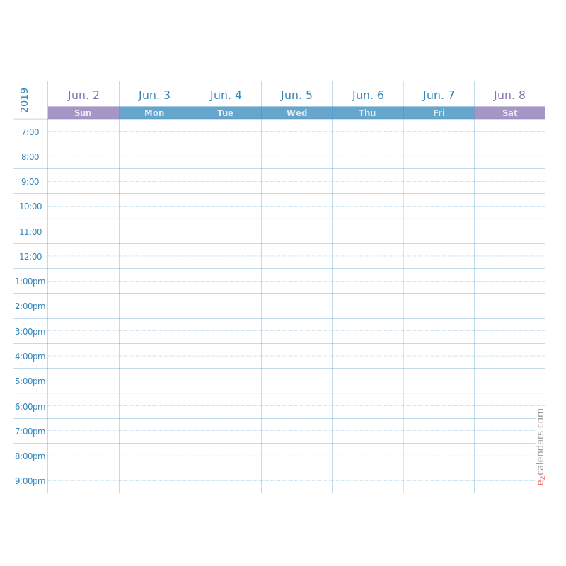 One Week Appointment Calendar Template Purple Palette EzCalendars