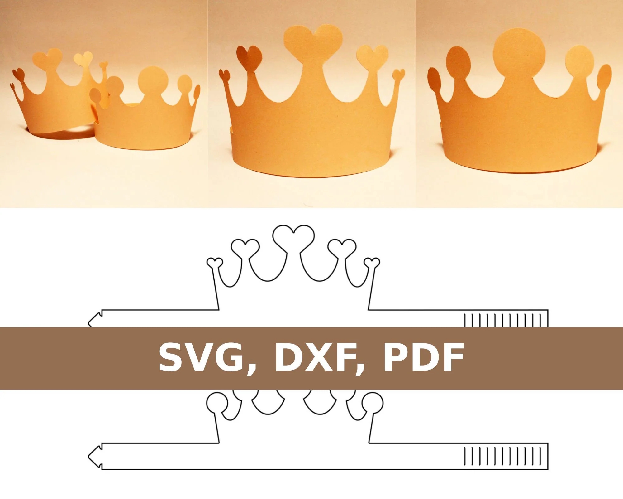 Paper Crown Template Printable Crown Birthday Crown Party Crown SVG DXF PDF Cricut Silhouette Etsy