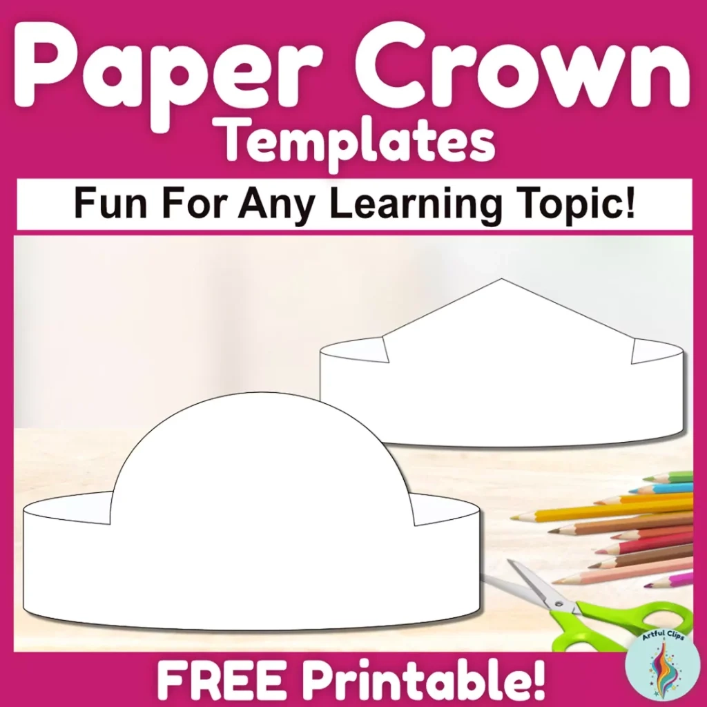 Paper Crown Template Set For Kindergarten Crafts Free