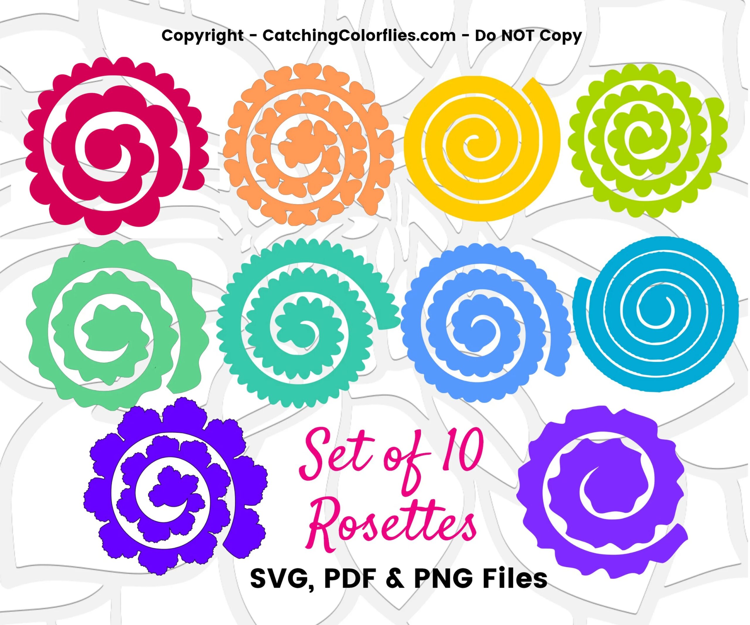 Paper Flower Rolled Rosette Templates Printable PDF Rolled 