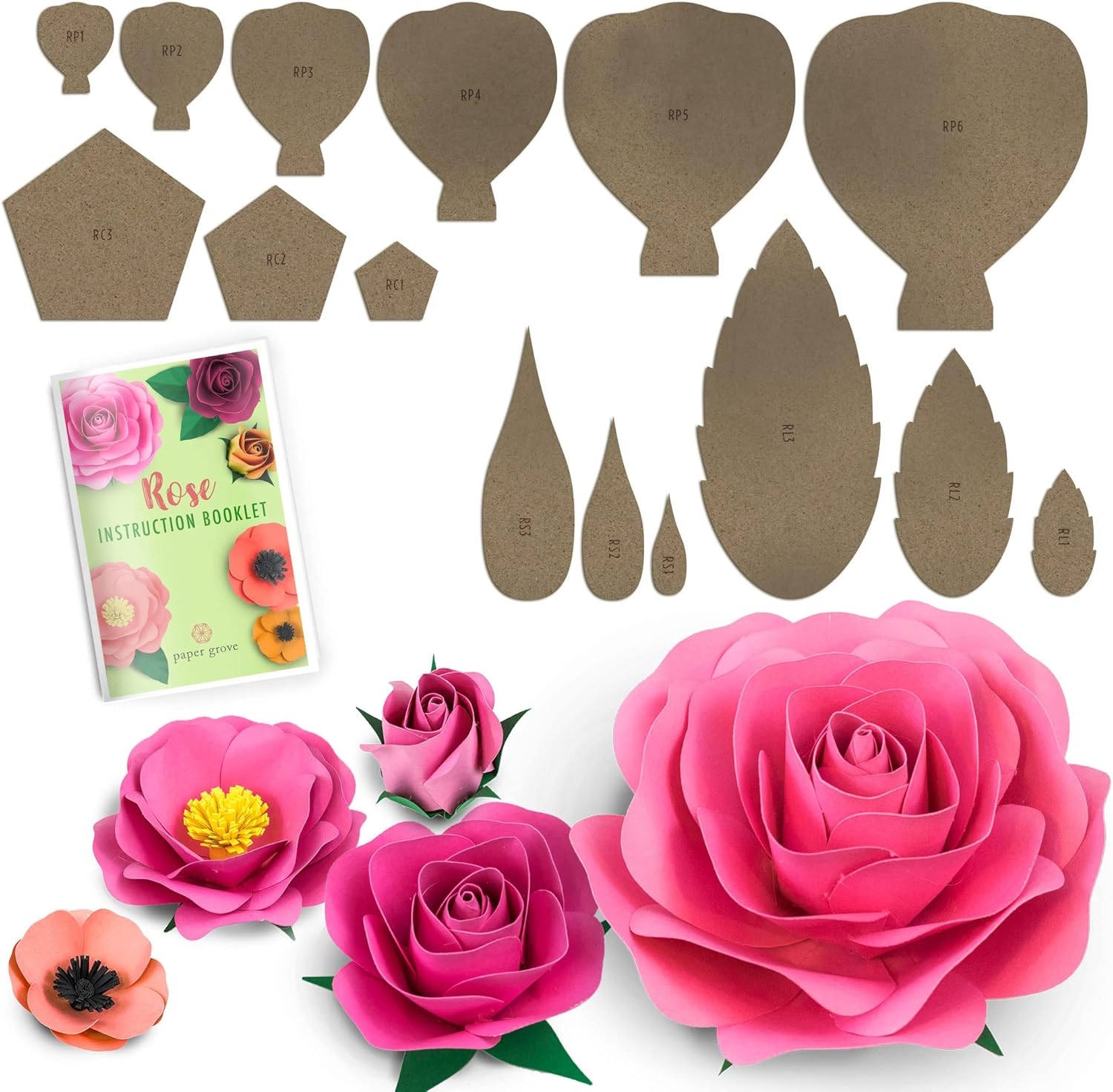 Paper Flower Template Kit Rose And Bonus Poppy 4 Jamaica Ubuy