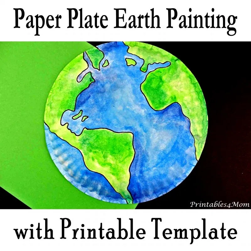 Paper Plate Earth Painting With Printable Template Printables 4 Mom