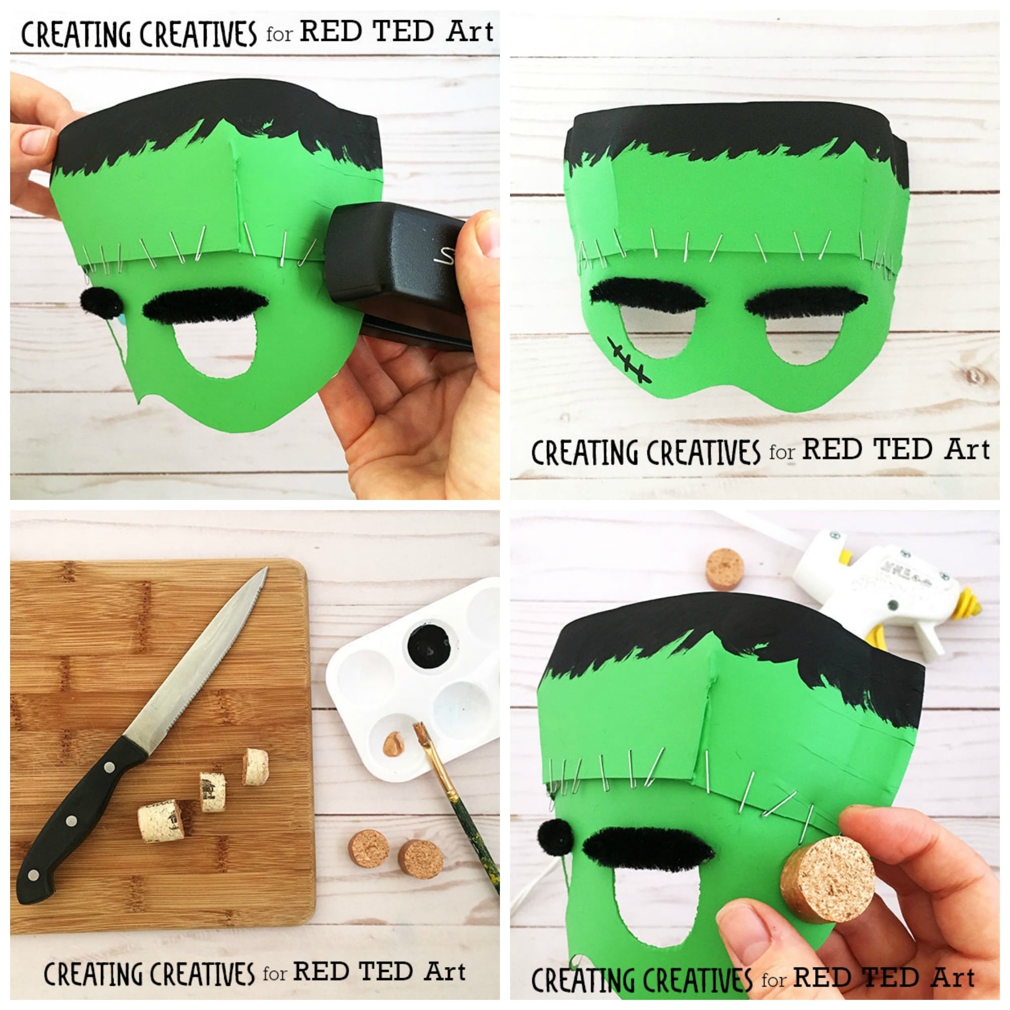 Paper Plate Frankenstein Mask Template RedTedArt Easy Crafts