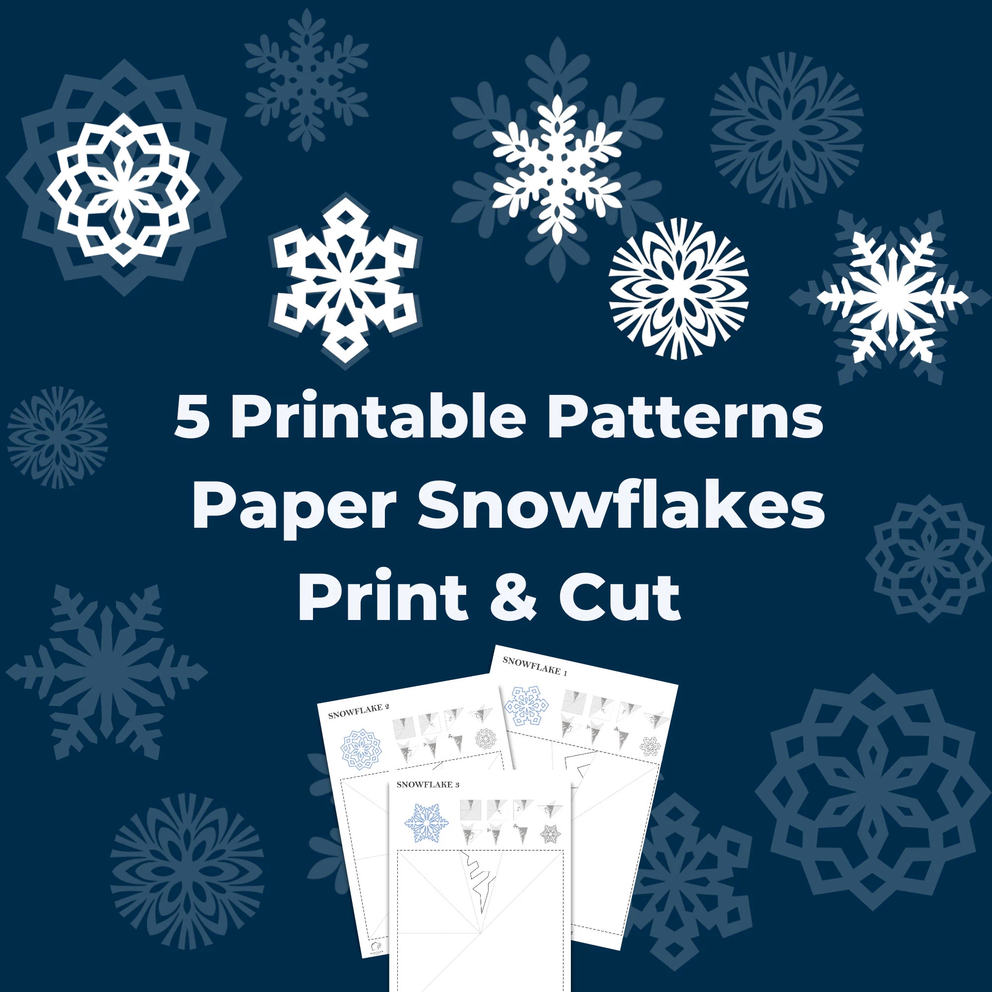 Paper Snowflake Templates Printable Snowflake Cutout Easy Instruction Kid Friendly Christmas Paper DIY Snowflake Ornament 5 Patterns Etsy