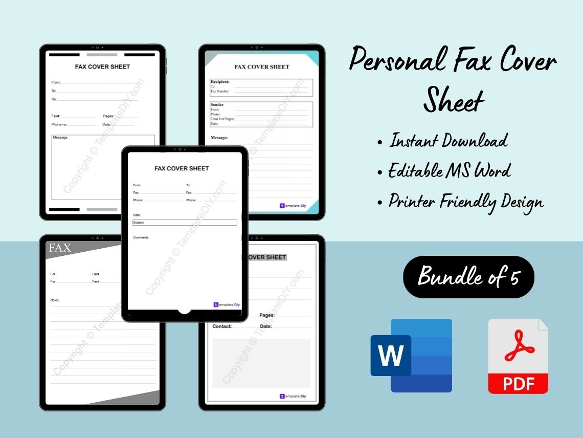 Personal Fax Cover Sheet Template Printable PDF Word