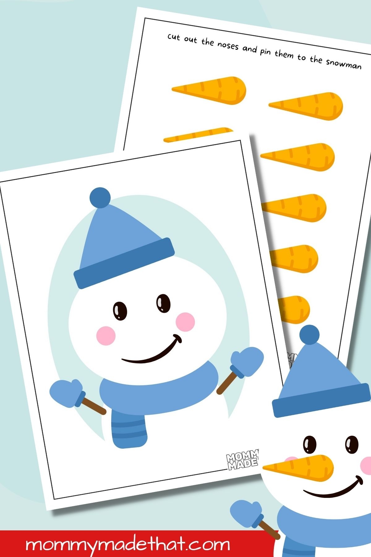 Pin The Nose On The Snowman Cute Free Printable Game 