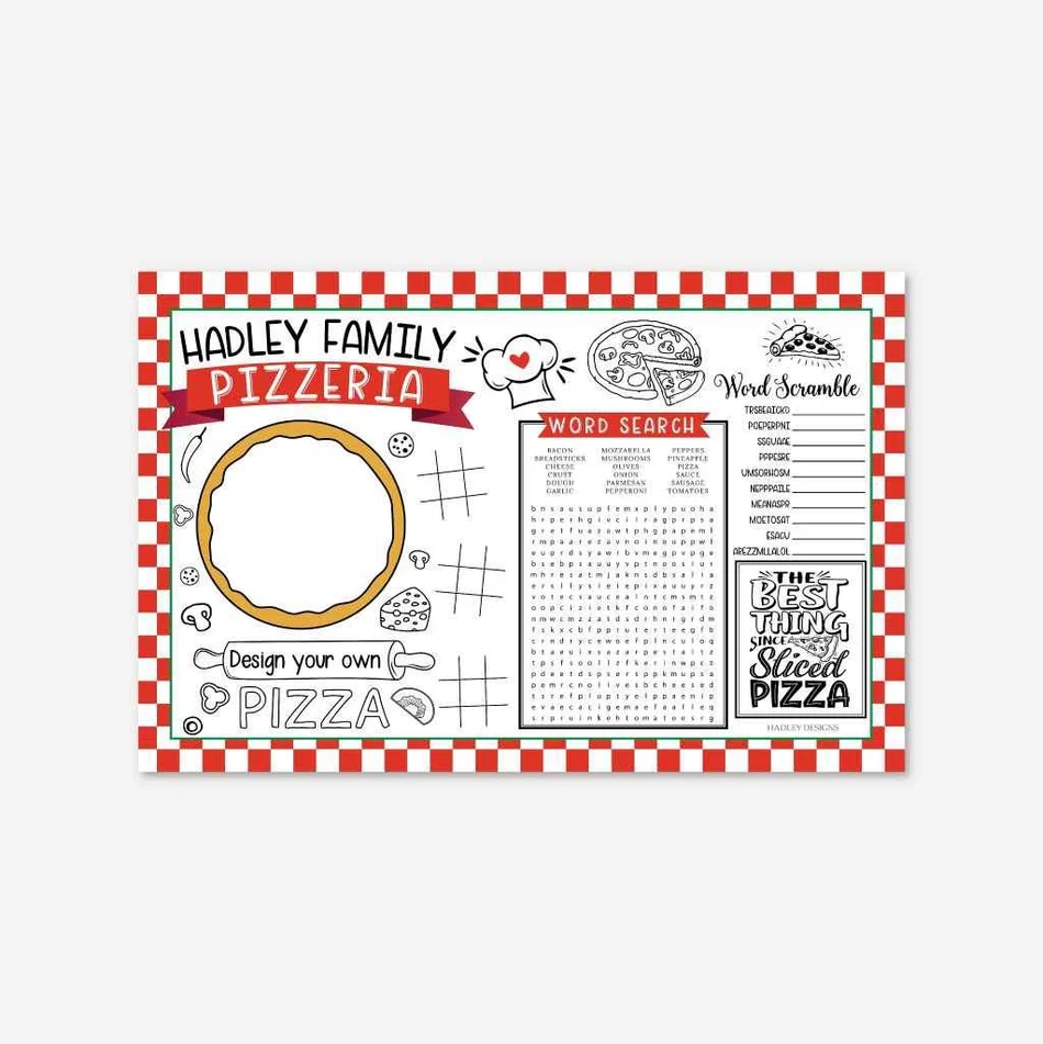 Pizza Party Placemat Printable