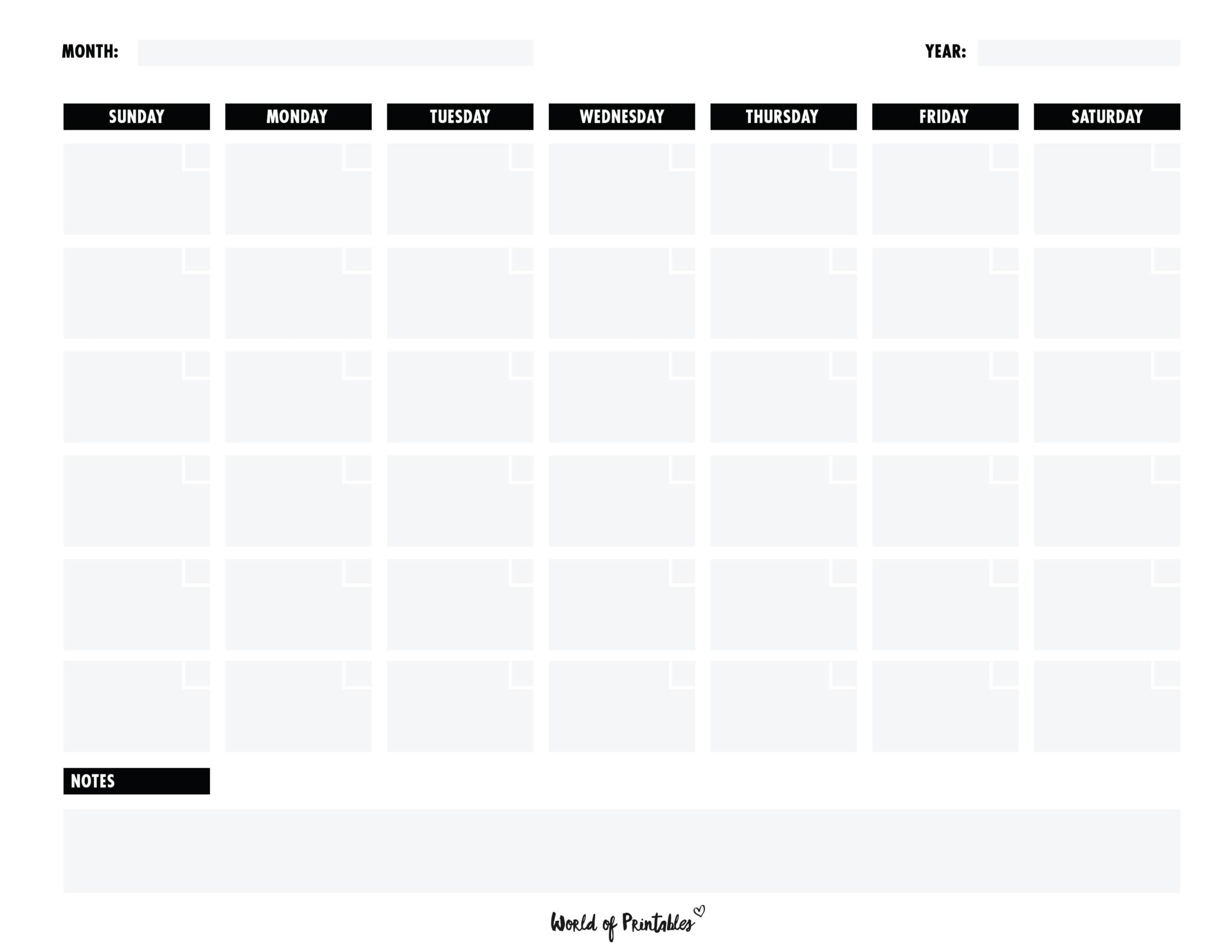 Downloadable Free Printable Blank Calendar Template