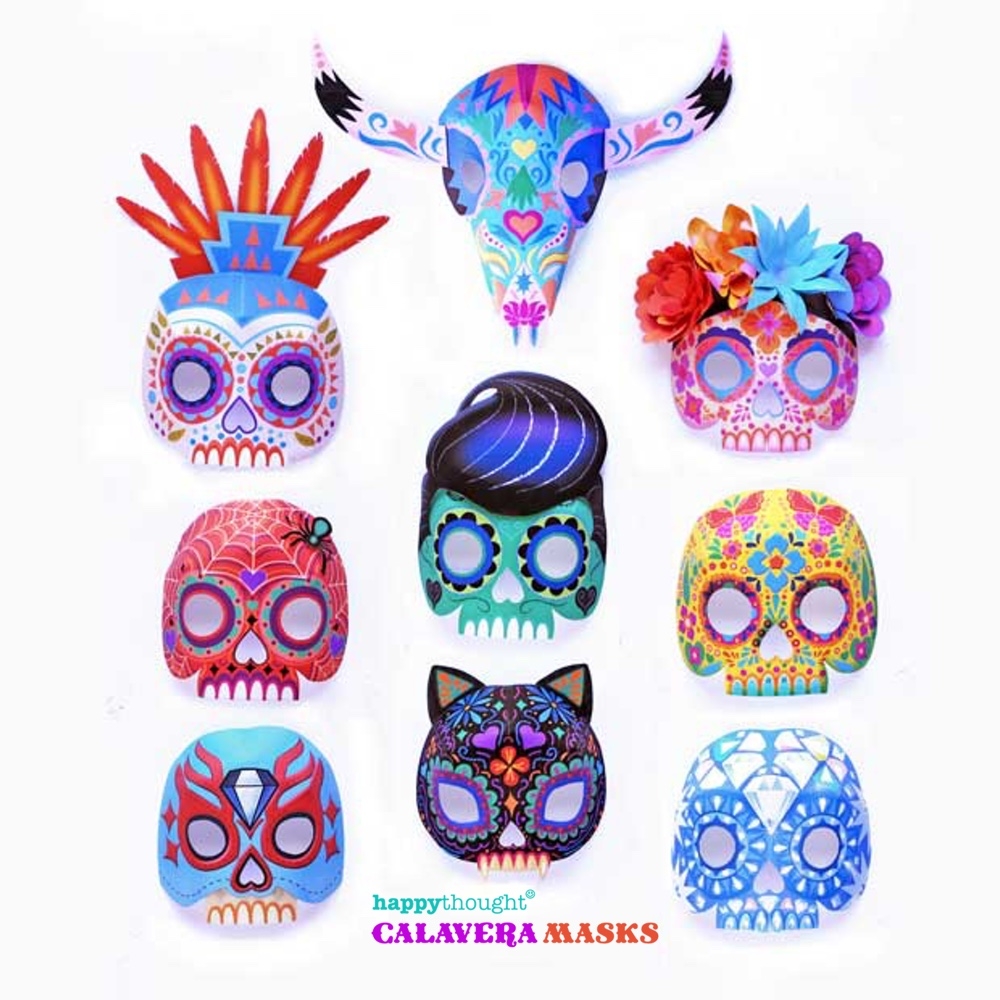 Printable Calavera Skull Mask Set