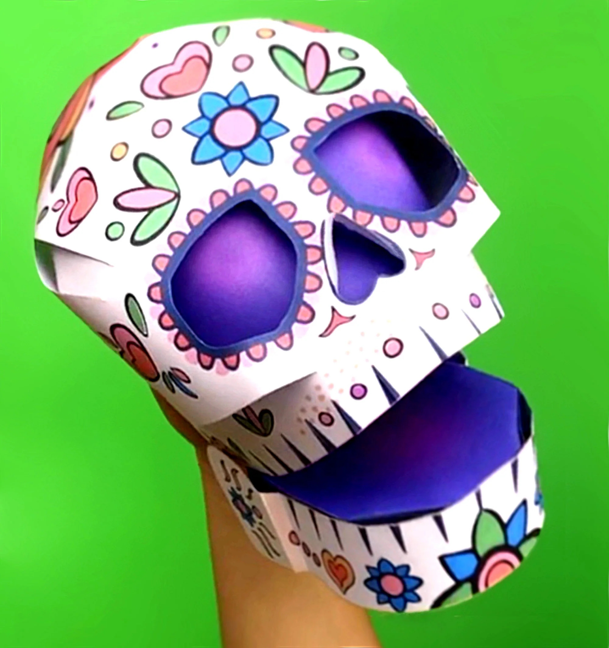 Printable DIY Calavera Skull Hand Puppet Craft Template And Instructions Homemade DIY Sugar Skull Paper Puppet Download U0026 Make PDF Files Etsy
