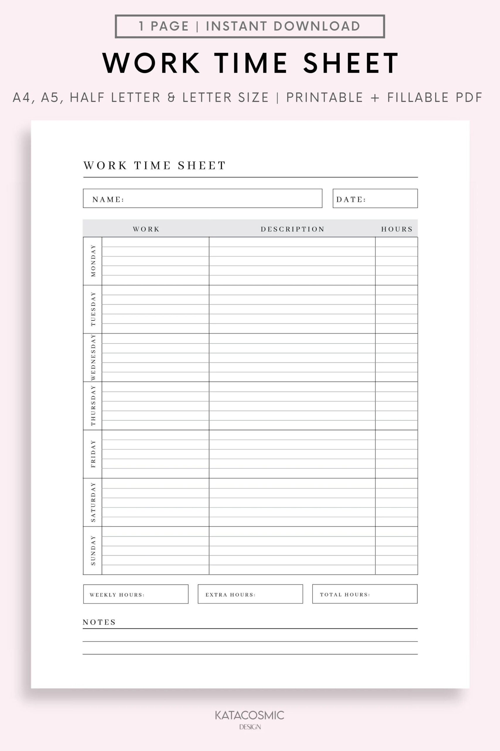 Printable Employee Time Sheet Editable Digital Template Printable Time Card Work Schedule Tracker Work Log Employee Timekeep Sheet Etsy