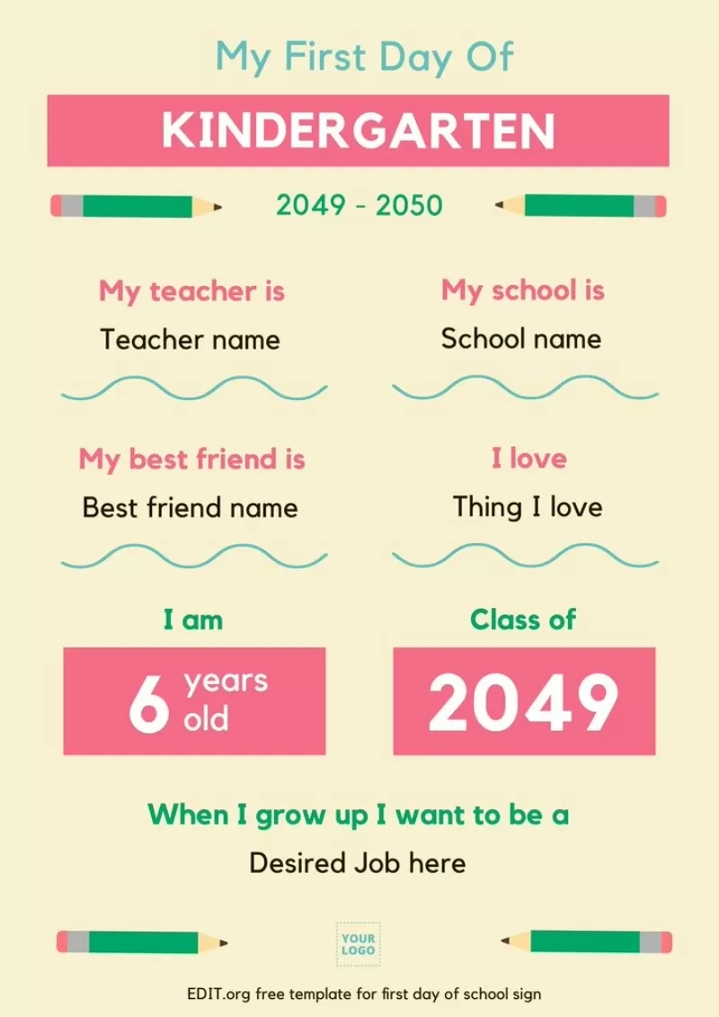 First Day Of School Template Free Printable
