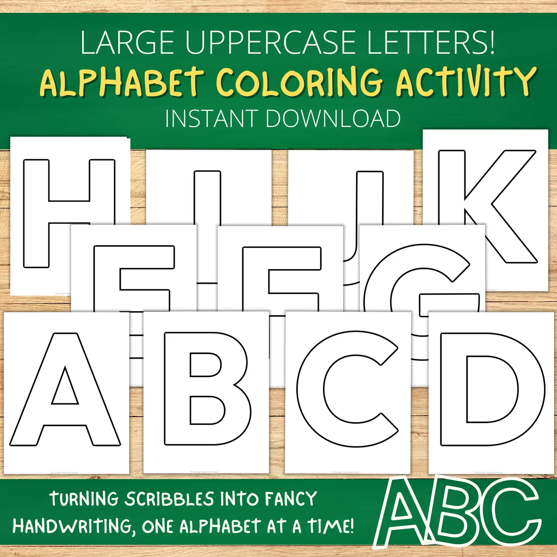 Printable Full Page Fun Uppercase Alphabet Template Bundle Simple Mom Project Store