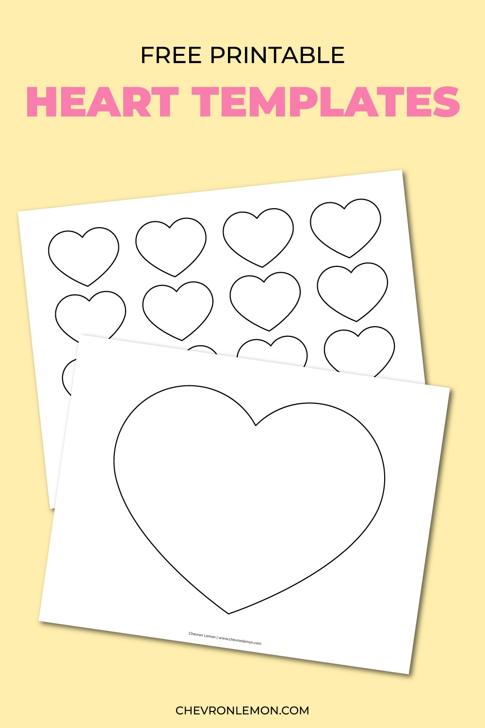 Printable Heart Templates In Different Sizes Chevron Lemon