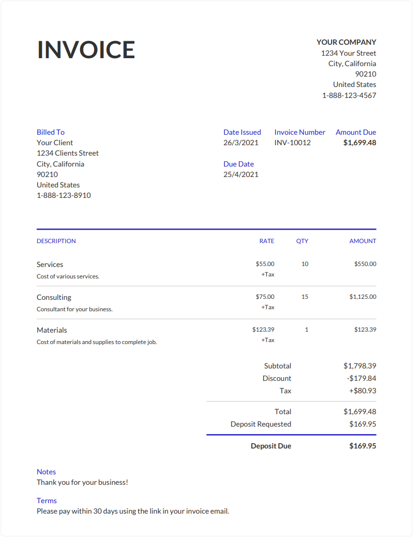 Printable Invoice Template