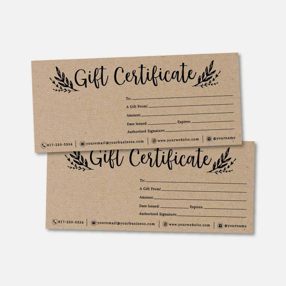 Printable Kraft Gift Certificate Template Hadley Designs Printables