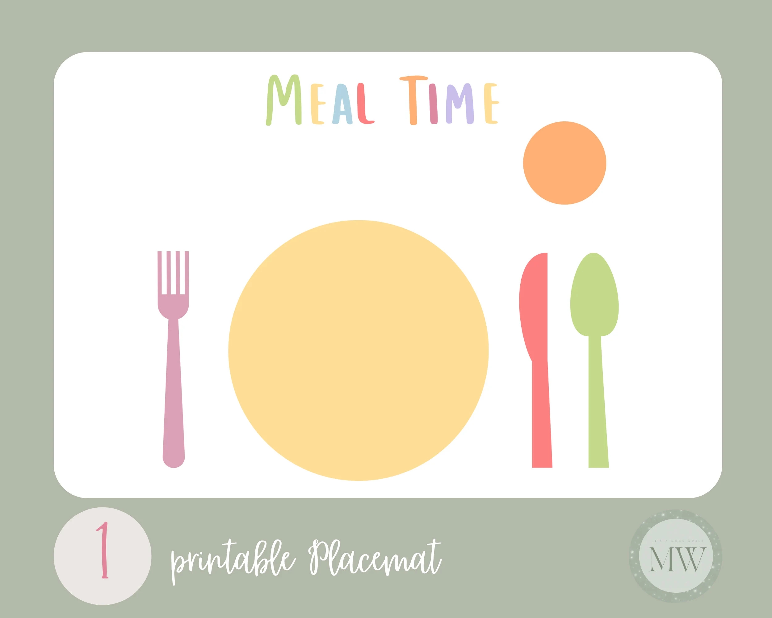 Printable Montessori Placemat Educational Placemat Kids 