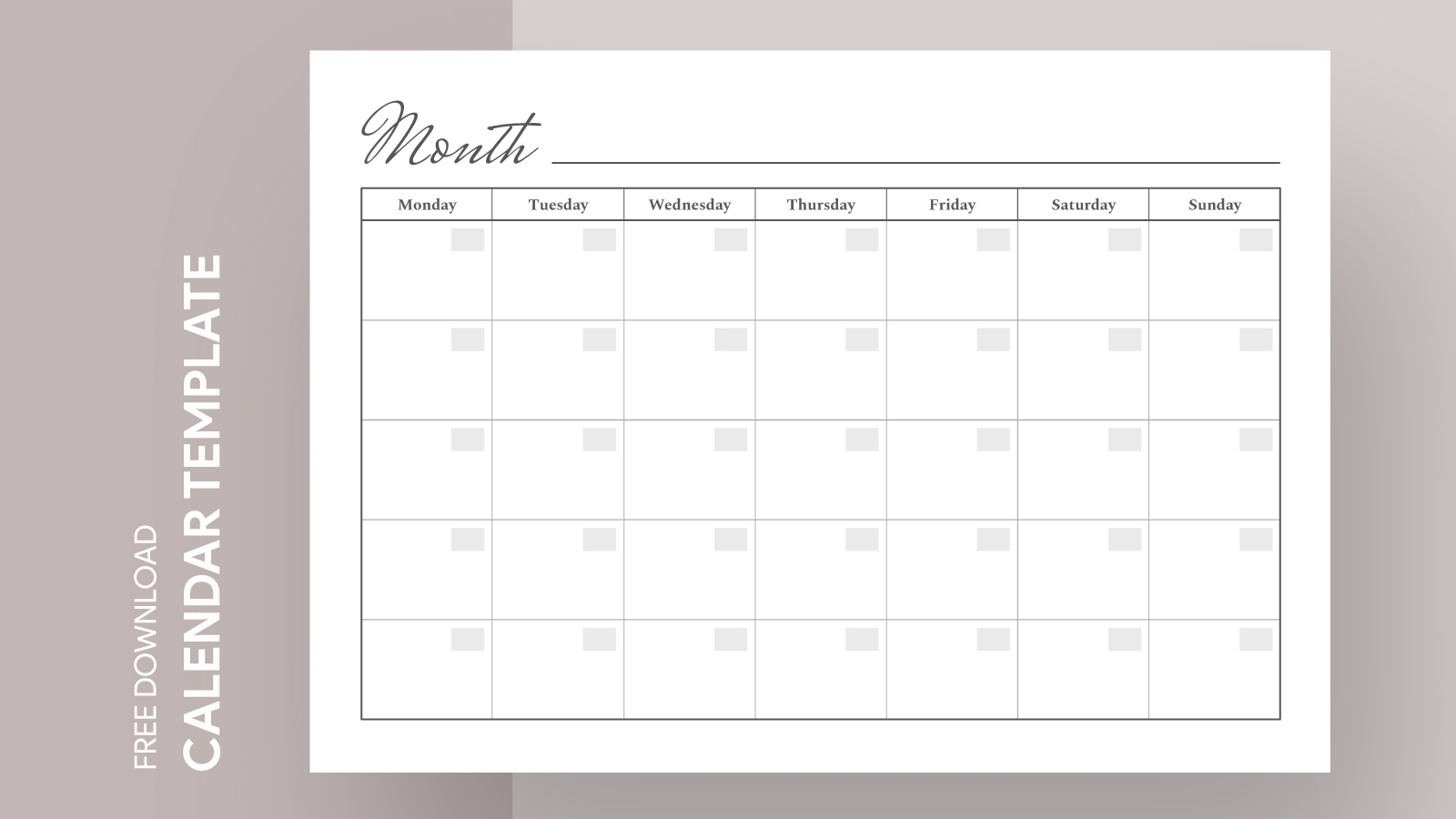 Printable Monthly Calendar Free Google Docs Template Gdoc io
