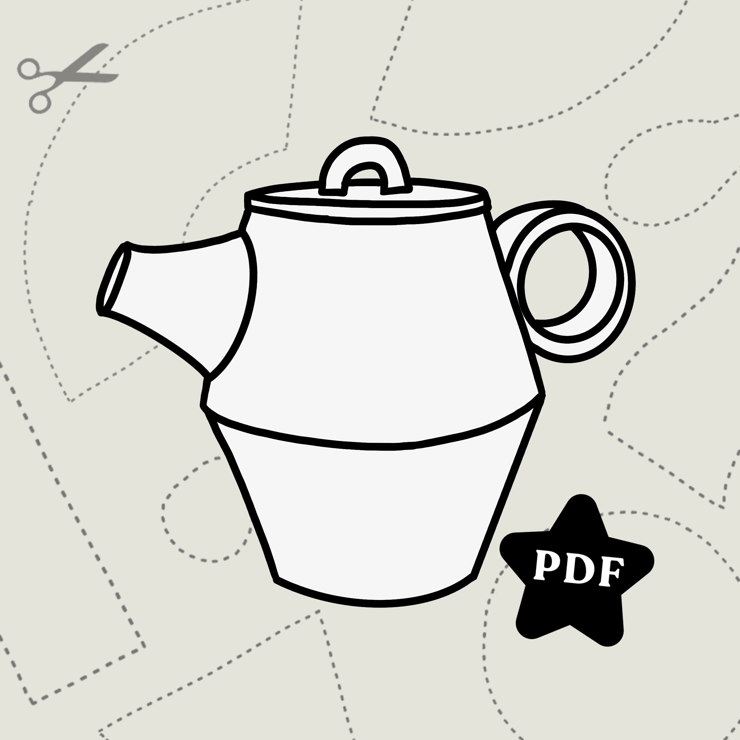 printable pottery template angular teapot etsy