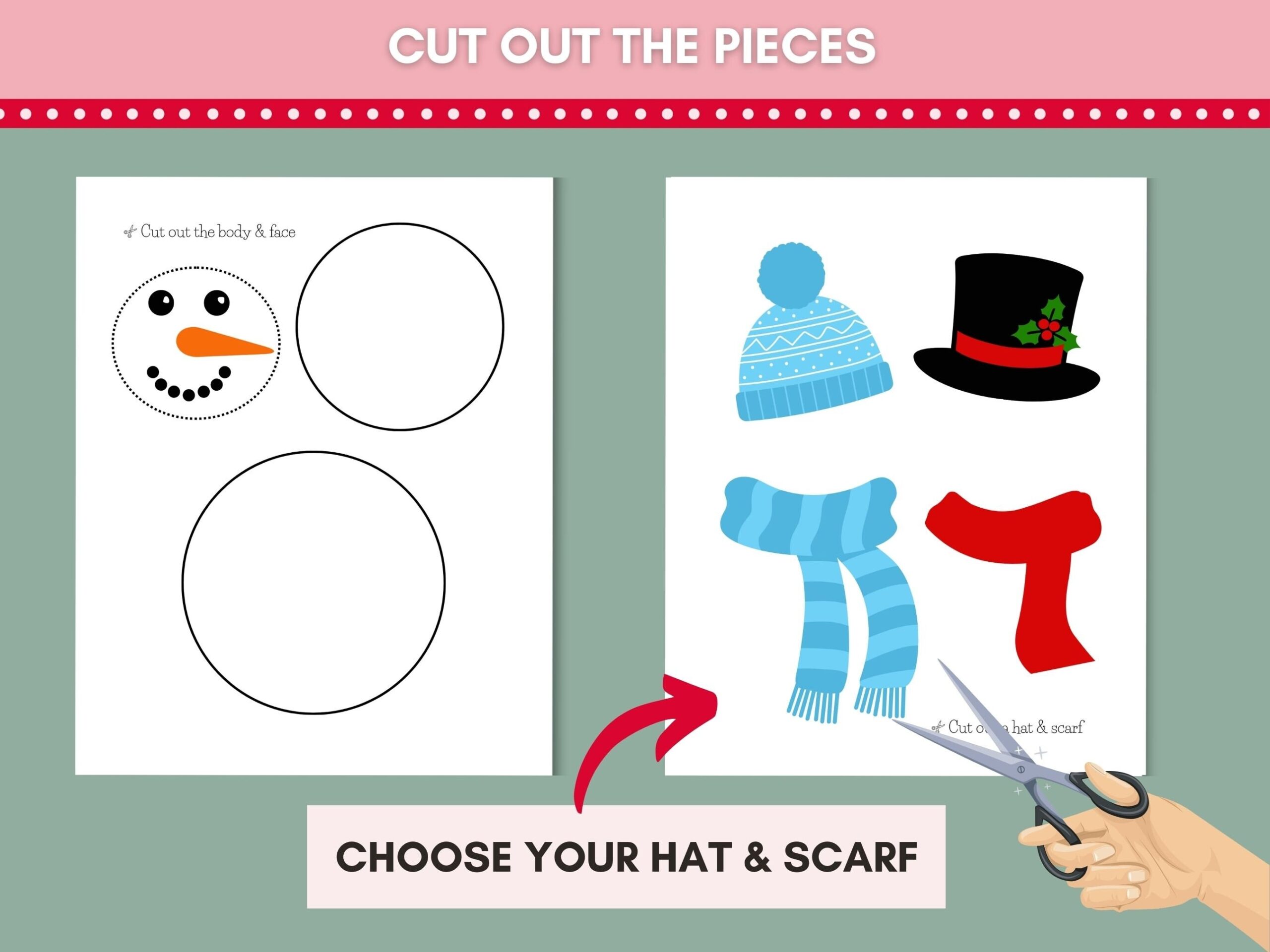 Printable Snowman Craft Snowman Cut U0026 Paste Etsy