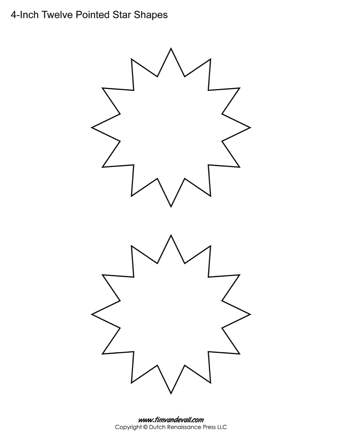 Printable Twelve Pointed Stars Blank 12 Sided Star Printables