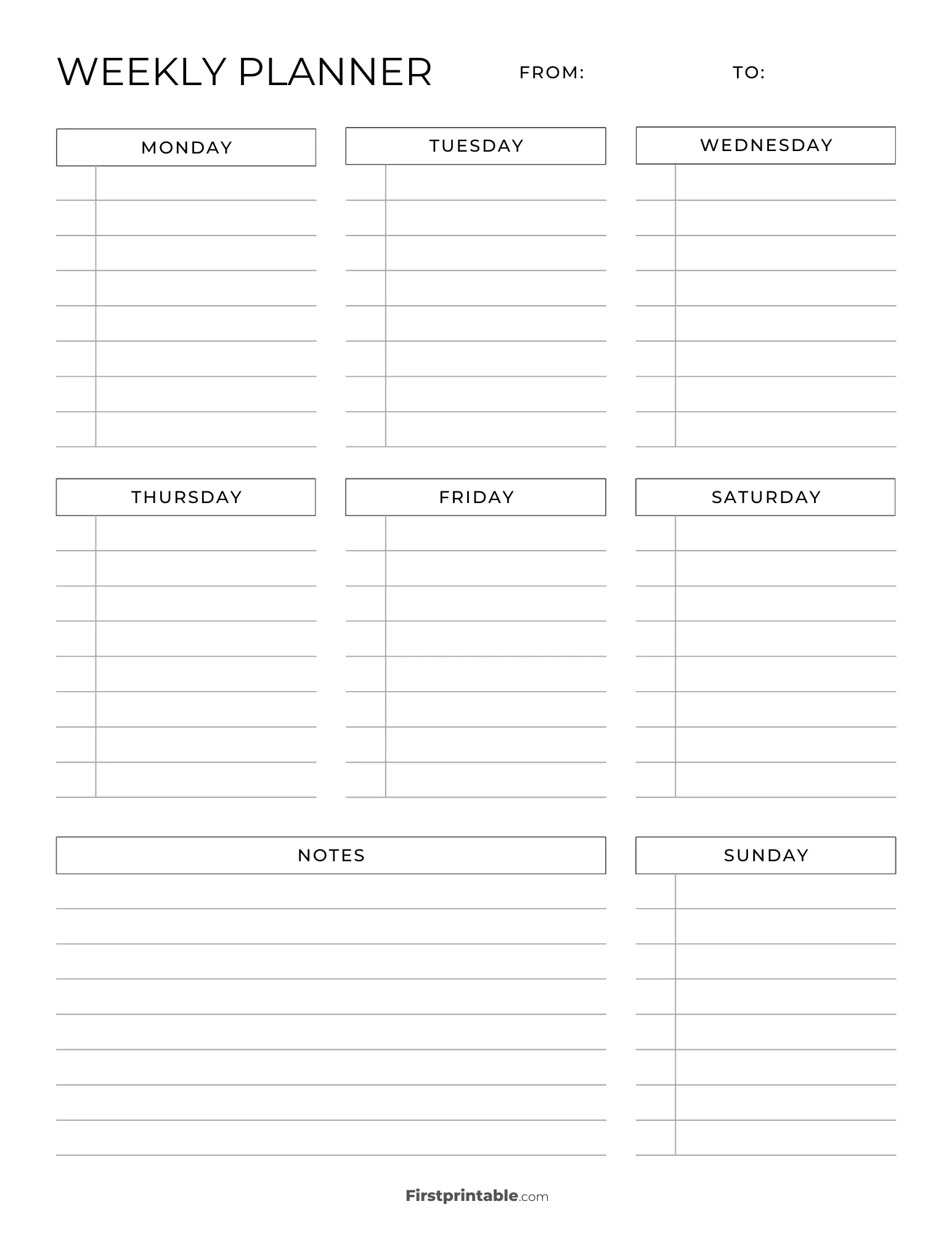 Printable Weekly Calendar Planner Free Templates