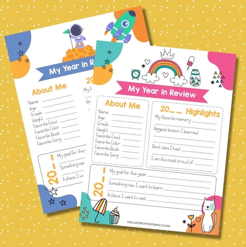 printable year in review new years activity for kids updated each year