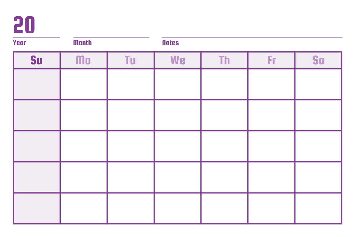 Printable Blank Calendar Template