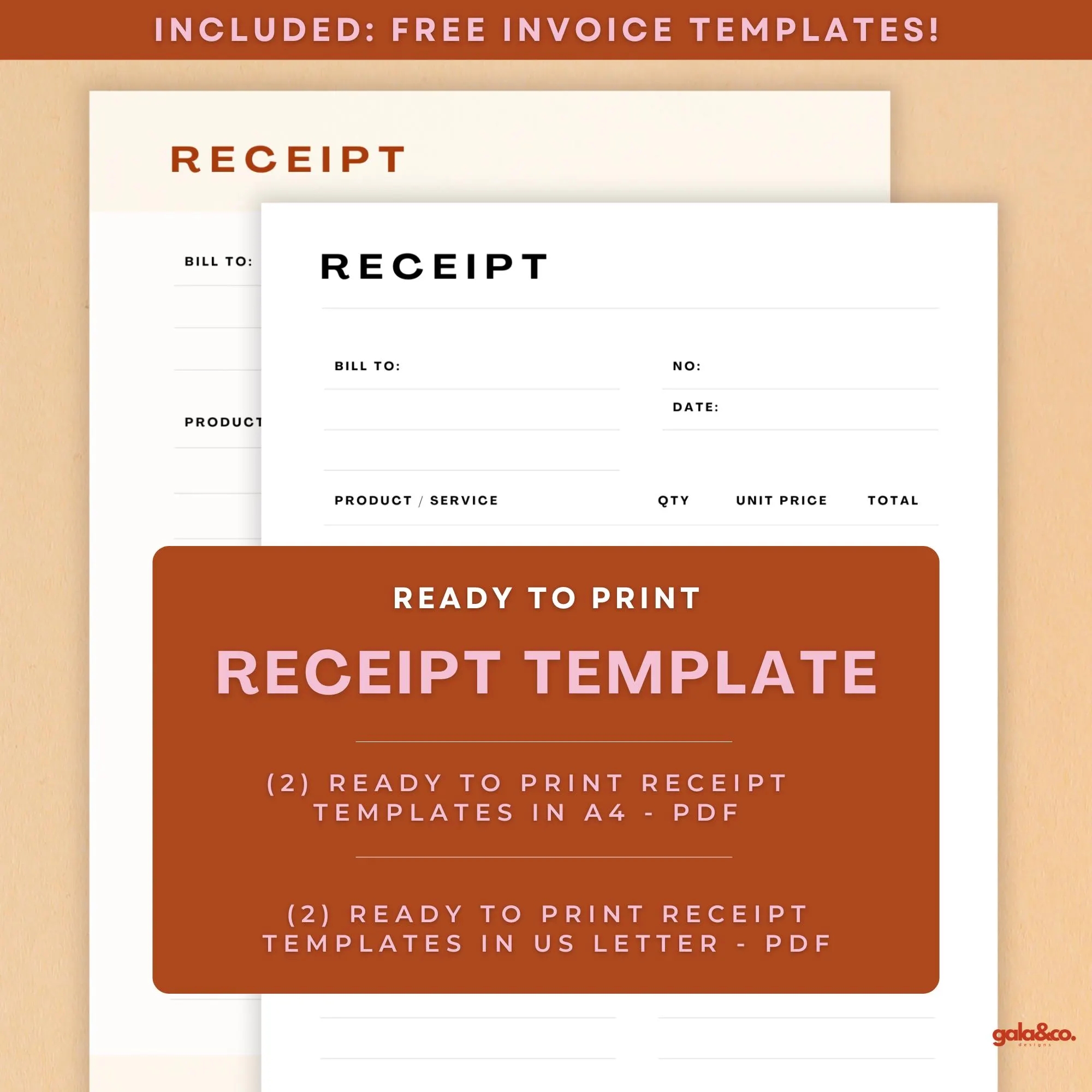 Receipt Template Ready To Print PDF Small Business Tools Bundle Templates Instant Download PDF Template Printable Client Sales Receipt Etsy