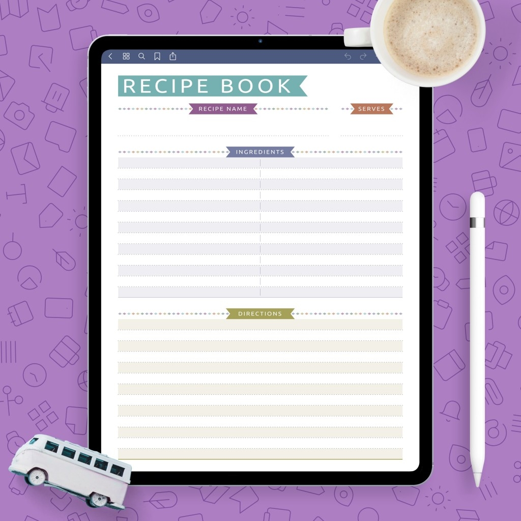 recipe book template casual style template printable pdf