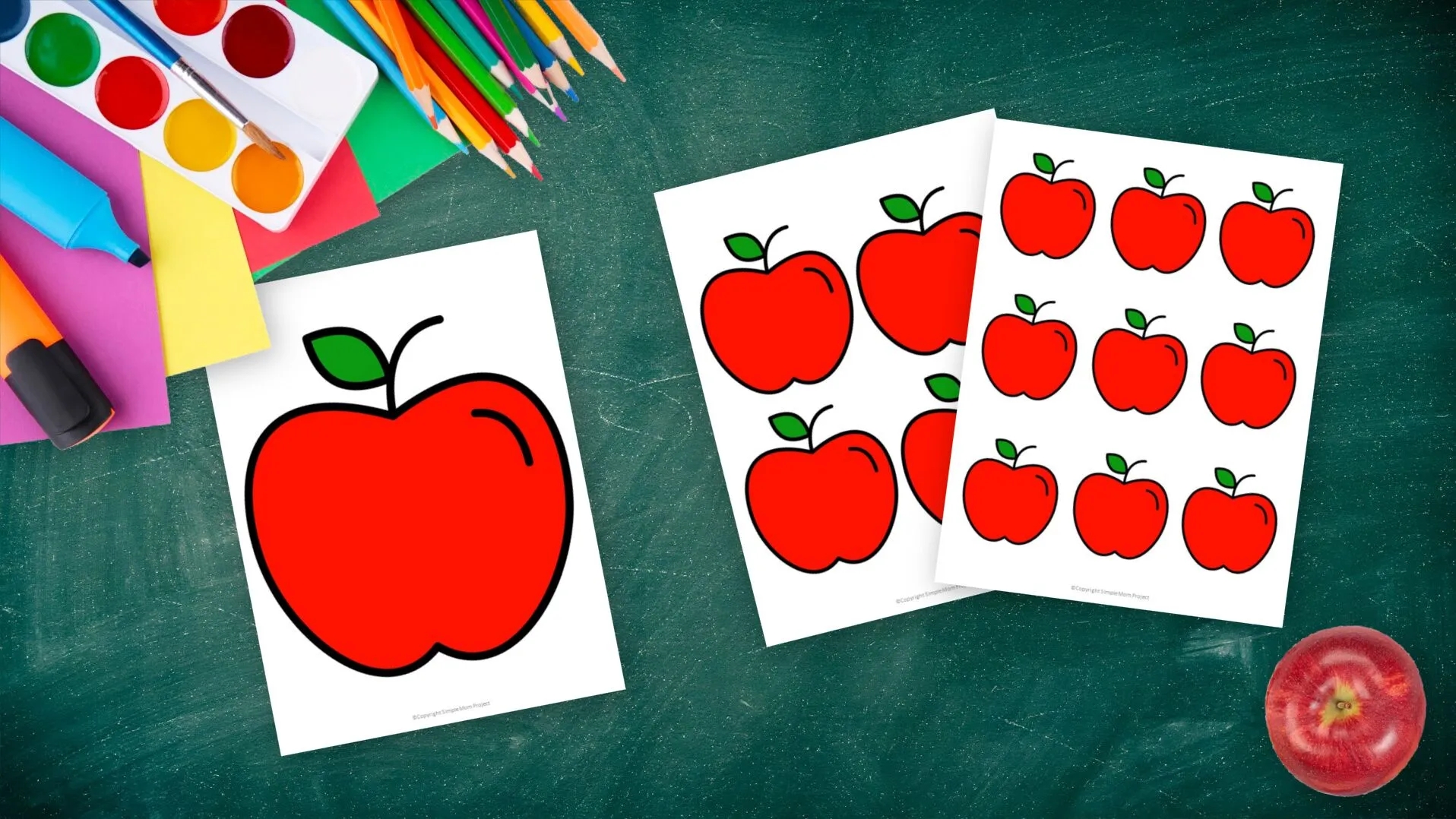 Red And Green Apple Templates In Large Medium And Small Simple Mom Project